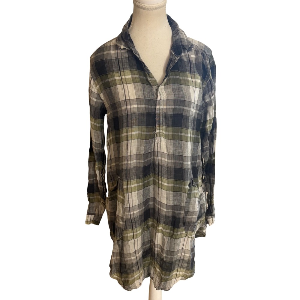 CP SHADES CP Plaid Shades Teton Tunic Size XS Grau Boho‎